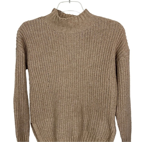 MAURICES Women’s Pullover Mock Neck Sweater Sz XS Color Tan Stretch 8” Slit - Picture 2 of 10